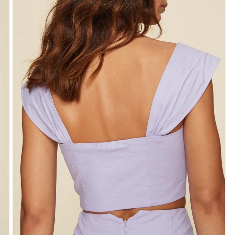 LPA penelope XS lavender scrunched button down crop top - Picture 4 of 6